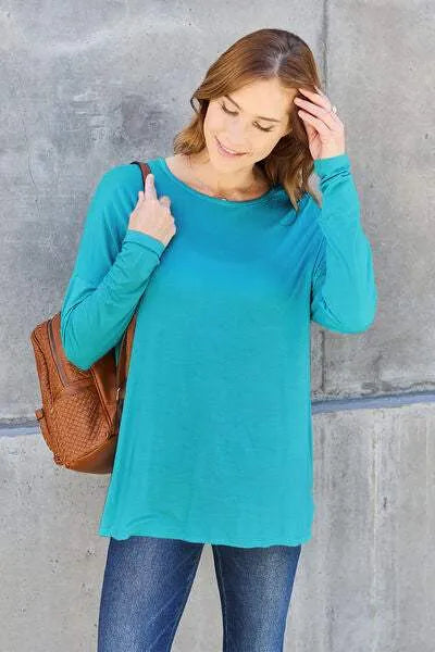 Basic Bae Full Size Round Neck Dropped Shoulder T-Shirt Sky Blue Women's T-Shirts - Tophatter Daily Deals